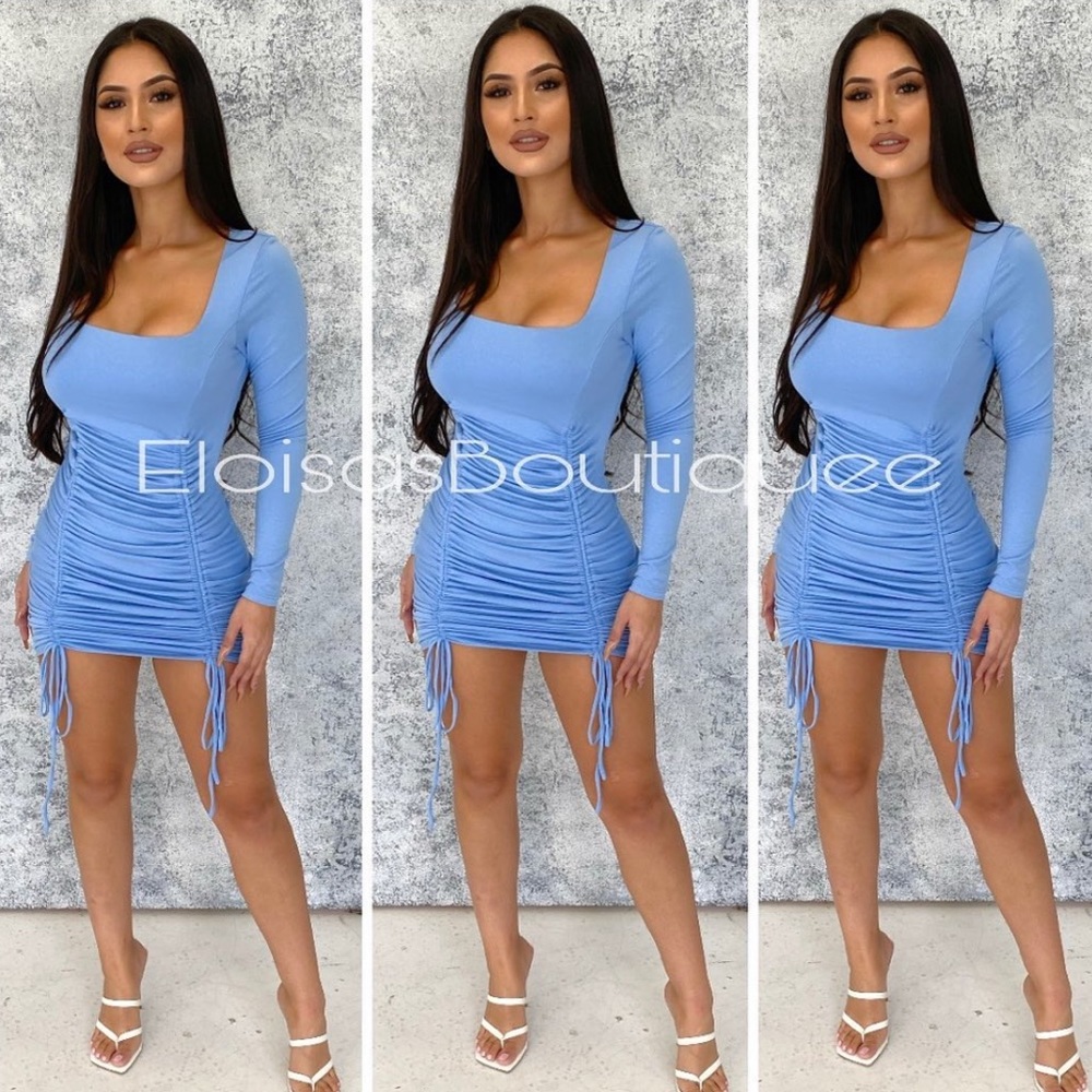 Baby Blue Ruched Dress